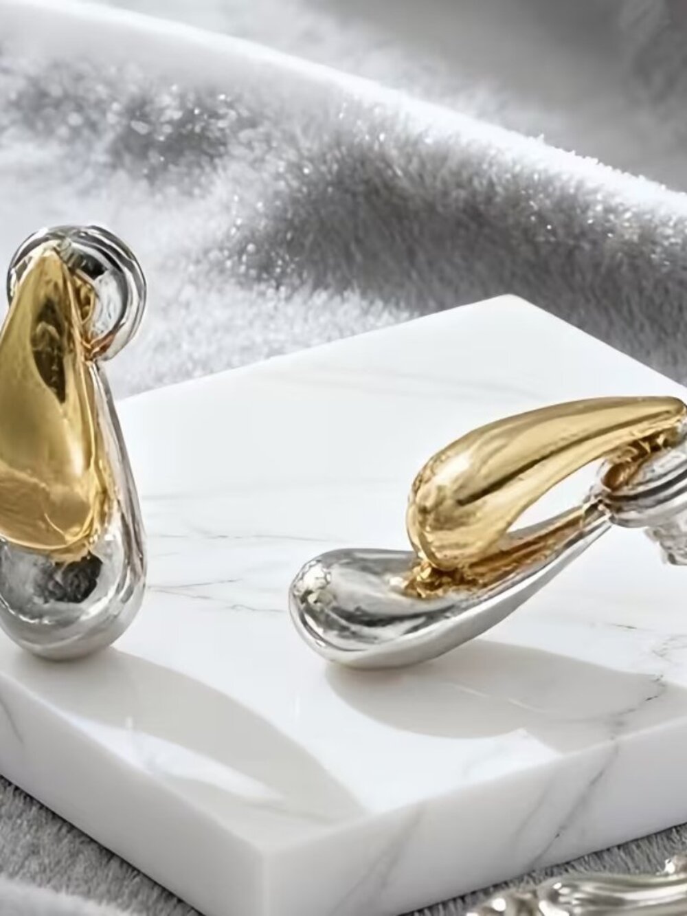 Two-Tone Sculpted Drop Earrings